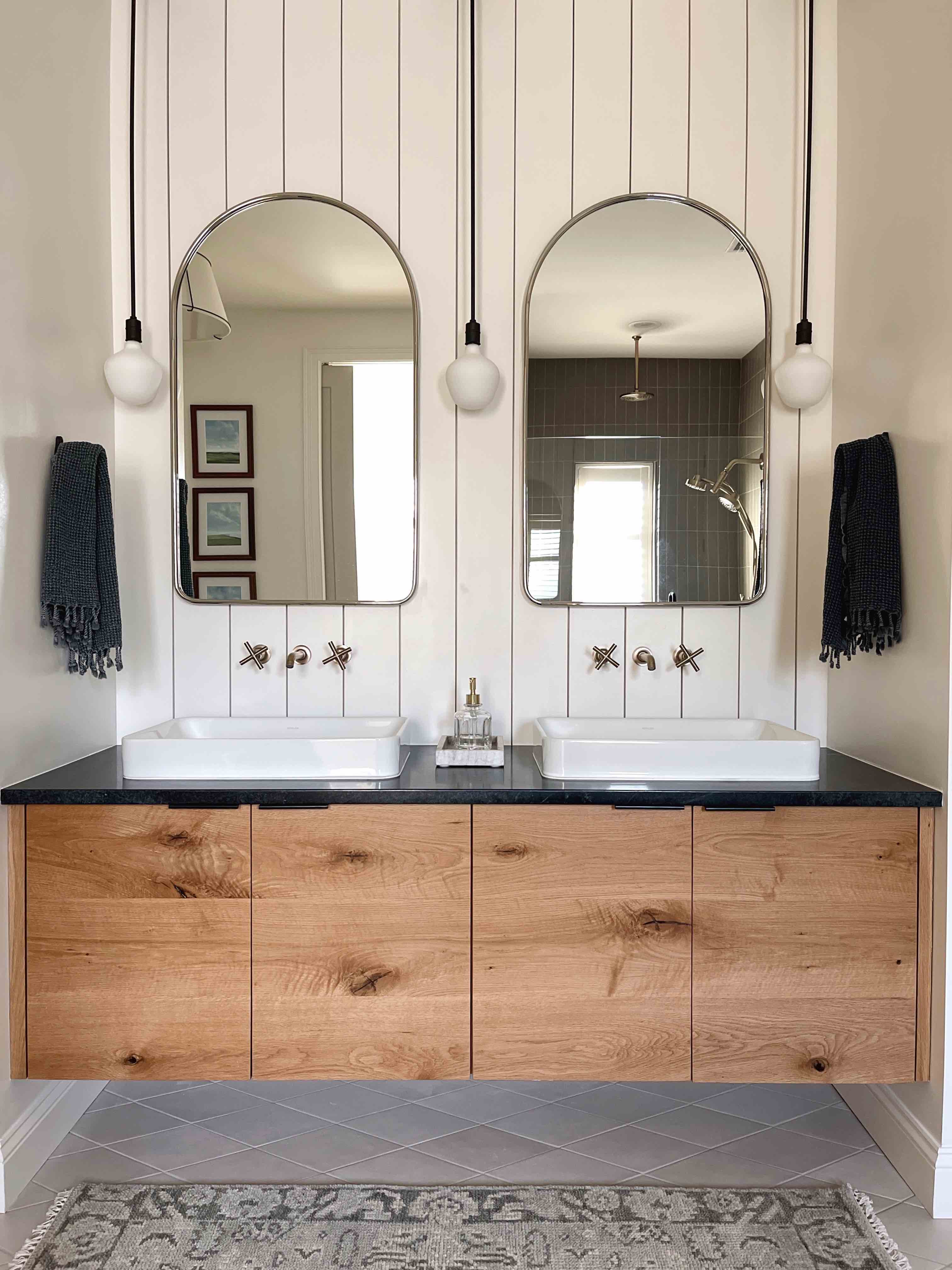 tub with shiplap and wall mounted faucet